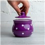 City to Cottage | Sucrier Pot de sucre | violet à pois blancs en céramique avec couvercle fait et peint à la main