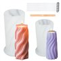 Lot de 2 moules à bougies en silicone 3D en spirale pour couler avec 10 mèches de bougie