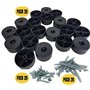 Diforma (Paquet de 20 pièces) Pieds de meubles ronds, Noir, matière plastique. Vis incluses (deux tailles)