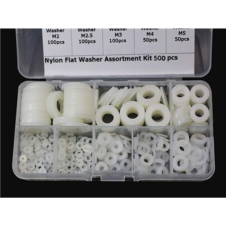 Rondelles Plastique Entretoise Nylon M2 M2.5 M3 M4 M5 M6 M8 M10 Rondelle pour Mécanique 500 Pcs