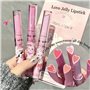 Bekoeen 3 Couleurs Rouge à lèvres Hydratants Gloss, Gloss Repulpant levres Jelly Lipstick Set, Heart Shape Plumping Baume à lèvr
