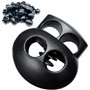 CKANDAY Lot de 40 verrous en plastique à double trou à ressort ovale pour sac à dos avec cordon de serrage Noir