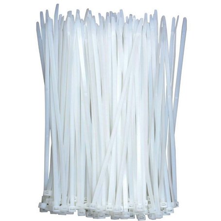 Lot de 100 serre-câbles blancs transparents - En plastique - Longs et résistants à la traction de 18 kg - Auto-bloquants - Pour