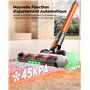 Fieety Aspirateur Balai sans Fil, 45Kpa/550W/60Min Aspirateur sans Fil Puissant avec Parfumé Recharge Murale Mode Automatique Tu
