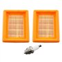 MCHNIC Lot de 2 filtres à air avec Bougie d'allumage pour Stihl FS120 FS200 FS250 FS300 FS350 FS400 FS450 FS480 BT120 BT121 BT13