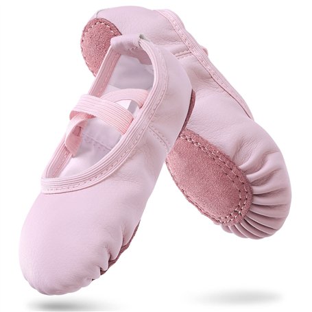 Chaussure De Ballet en Cuir Ballerine Demi Chaussures De Danse Yoga Gymnastique Pantoufles à Semelle Fendue pour Filles Femmes E