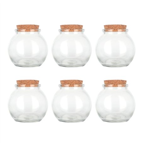 Magic Season Bouteilles en Verre Décoratives avec Bouchons en Liège (100 ml Bouteilles Sphériques / 6 Pièces)