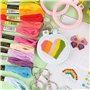 GEBETTER Kit Broderie Point de Croix Canevas 3 Motifs Coeur Arc-en-ciel Papillon Bricolage Artisanat pour Enfant Débutant avec F