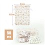 50Pcs Sachet Organza Pochette Dragée Baptême Communion Confirmation Blanc Doré Motif Colombe Croix Ange pour Cadeau Invité Bonbo