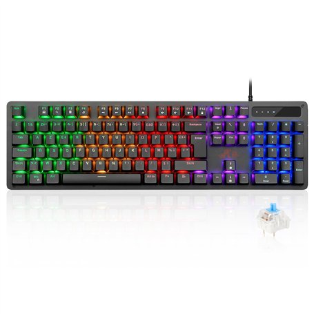 Rii | Clavier Gamer AZERTY FR | Nouveauté - USB - Clavier Filaire Rétroéclairé LED | PC Gaming PS4 PS5 Mac | Noir