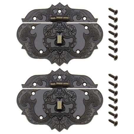 The Lord of the Tools 2pcs Moraillon Loquet Vintage Bronze Fermoir Boîte à Bijoux Serrure Décoration avec Vis pour Boîte en Bois