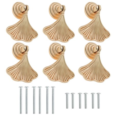 6pcs Poignées de Bouton en Forme de Feuille avec Vis Poignées de Porte en Feuille Poignées de Meubles Poignées Accessoires pour