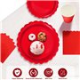 PYAILI Anniversaire Vaisselle de fete 96 Pièces Rouge Party Assiettes en Papier Set Assiettes de Fête Papier Tasses Serviettesr,