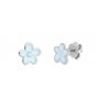 Turmalina Boucles d'oreilles fleur bleue bébé fille en argent sterling 925 Boucles d'oreilles fleur bleue et pierre taille 7