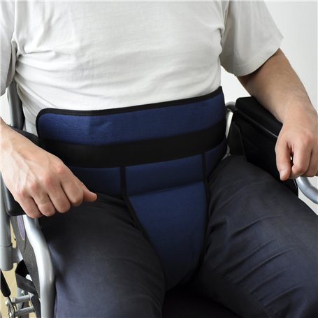 Ortones - Ceinture de Maintien et de Sécurité Pelvienne pour Fauteuil Roulant - Rembourrée et Réglable – Harnais Périnéal pour u