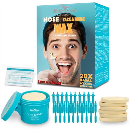 Belle Azul Nose Hair Wax - Cire Nez pour Homme et Femme 120 g -Kit d'épilation du Nez à la Cire d’Abeille Bio- Cire d'épilation