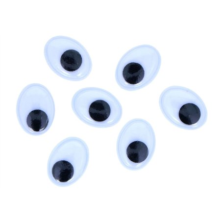 INNSPIRO Yeux mobiles noirs autocollants ovales 12 x 16 mm. 50u.
