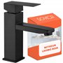 Mitigeur lavabo noir acier inox eau chaude et eau froide avec 2 flexibles inclus robinet salle bain noir robinet noir salle de b
