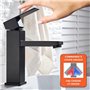 Mitigeur lavabo noir acier inox eau chaude et eau froide avec 2 flexibles inclus robinet salle bain noir robinet noir salle de b