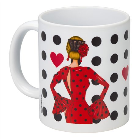 IllustrArte Tasse de 350 ml - Tasse en céramique avec motif danseuse de flamenco - Cadeau pour les amoureux du bal - Marie rouge