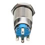 Alamor 12V 19Mm Silver Metal LED Bouton Poussoir sur Off Verrouillage De L'Interrupteur Symbole De Lumière-Bleu