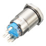 Alamor 12V 19Mm Silver Metal LED Bouton Poussoir sur Off Verrouillage De L'Interrupteur Symbole De Lumière-Bleu