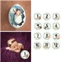 LANCHEN 12 pièces/Ensemble Nouveau-né Jalon commémoratif Mois Autocollants Floral bébé mensuel Autocollant