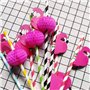Cocktail Pailles,50 Pack Cocktail 3D Flamingo pailles Paille en Plastique pour Cocktail Boissons Tropicales Fête D'anniversaire 