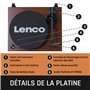 Lenco LBT-225WA - Tourne-disque à courroie avec Bluetooth® et anti-patinage - Tourne-disque avec plateau en verre - Marron foncé