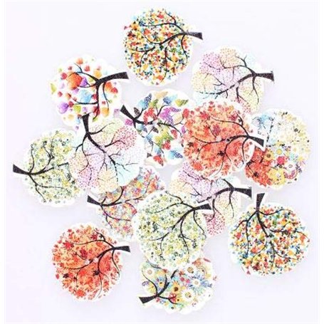 Lot de 20 boutons en bois - Motif arbre - Mélange de 30 mm - À coudre - 2 trous de 1 mm - Pour coudre des manteaux - Bricolage -