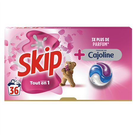 Skip Lessive Capsules Tout en 1 Touche de Cajoline 36 Lavages