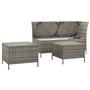 Salon de jardin 3 pcs avec coussins Gris Résine tressée