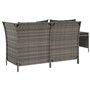 Salon de jardin 3 pcs avec coussins Gris Résine tressée