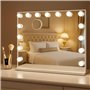 Bayt Miroir Maquillage Hollywood avec Éclairage 58x46 cm – Miroir LED Dimmable avec Grossissement 10x – Blanc