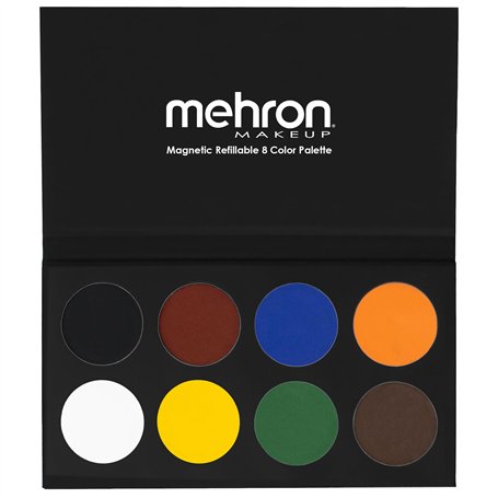 Mehron Paradise Makeup AQ - Palette de 8 couleurs (Basic) | Palette de peintures corporelles et visage magnétiques rechargeables