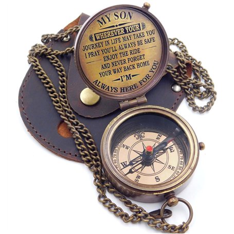 KHUMYAYAD Boussole en laiton avec inscription inspirante pour fils