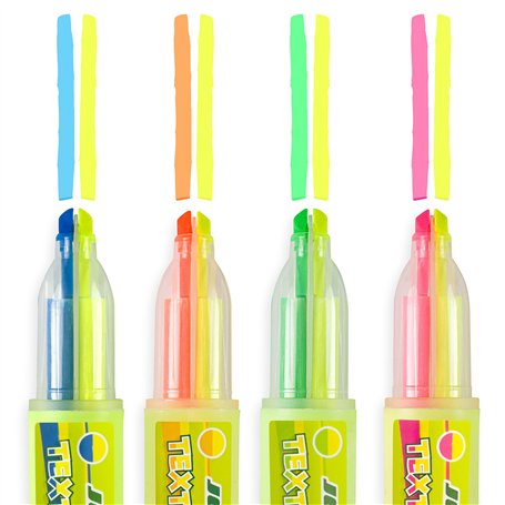 JOLLY Marqueur textile 2 en 1-4 surligneurs de 2 couleurs chacun.