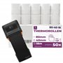 Lot de 50 rouleaux thermiques 80 mm x 40 mm x 12 mm - Pour caisse enregistreuse avec imprimante de tickets - Papier thermique - 