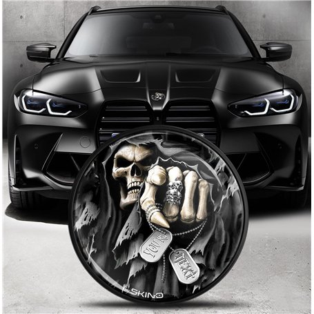 Biomar Labs Compatible avec BMW Emblème 51148132375 Plaque pour Avant Capot Arrière Coffre 82mm Crâne EO 30