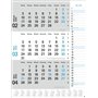 Calendrier mural 2025 bleu 3 mois avec curseur de date, colonne de notes et vue d'ensemble annuelle, calendrier mural 2025 pour