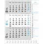 Calendrier mural 2025 bleu 3 mois avec curseur de date, colonne de notes et vue d'ensemble annuelle, calendrier mural 2025 pour