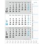 Calendrier mural 2025 bleu 3 mois avec curseur de date, colonne de notes et vue d'ensemble annuelle, calendrier mural 2025 pour