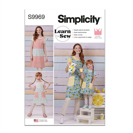 SIMPLICITY Patron de couture SS9969A Tablier réversible pour enfant et femme