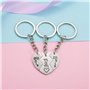 3 porte-clés avec gravure Mom Little Sister Big Sister pour la famille, argent en acier inoxydable Puzzle coeur pendentif porte-