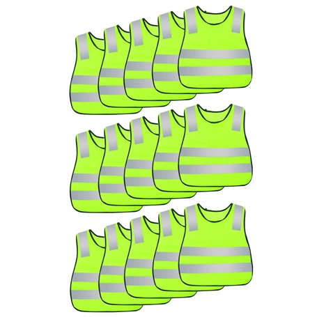 AIEOE Lot de 15 Pièces Gilet de Sécurité Enfant Fille Garçon Veste Haute Visibilité Sans Manches Élève Adolescent Gilet Réfléchi