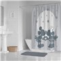 Rideau de Douche Disney Mickey et Minnie 178 x 182 cm - Décoration de Salle de Bains Grise en Tissu