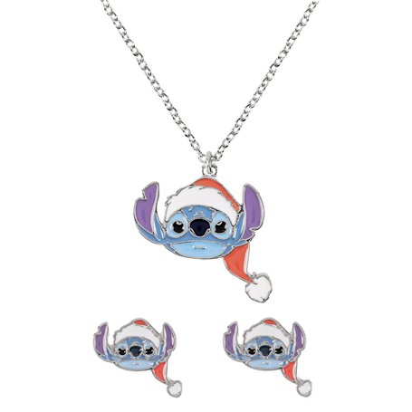 Disney Stitch Ensemble collier et boucles d'oreilles à tige pour enfant Motif Noël