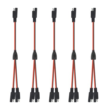 WMYCONGCONG Lot de 5 Séparateur SAE Y 30 cm 18 AWG 1 à 2 connecteurs SAE Déconnexion rapide Câble d'extension de chargement de l