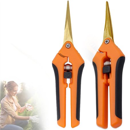 2 Pcs Sécateurs de Jardin avec Lames Courbes revêtues de Titane