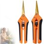 2 Pcs Sécateurs de Jardin avec Lames Courbes revêtues de Titane